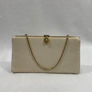 Vintage Ivory Clutch with Gold Embellishments